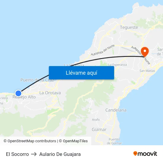 El Socorro to Aulario De Guajara map