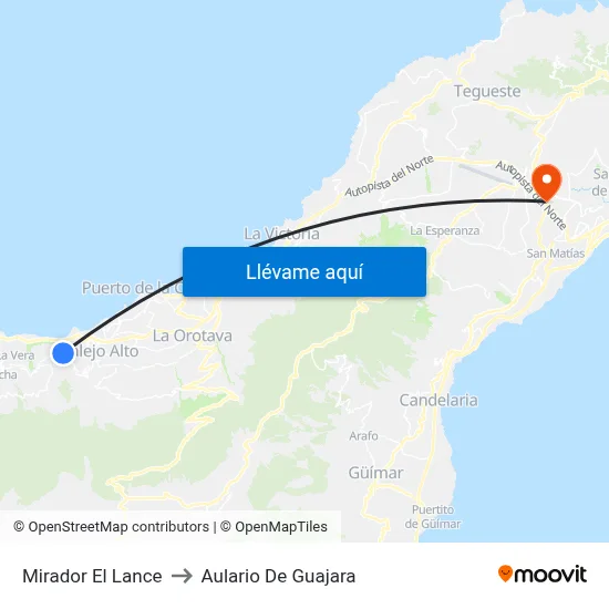 Mirador El Lance to Aulario De Guajara map