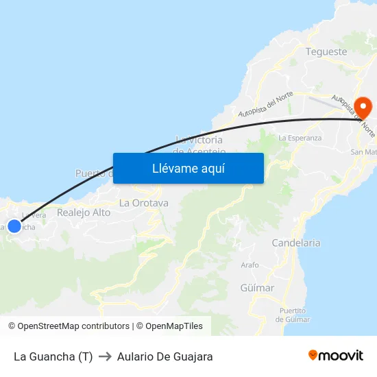 La Guancha (T) to Aulario De Guajara map
