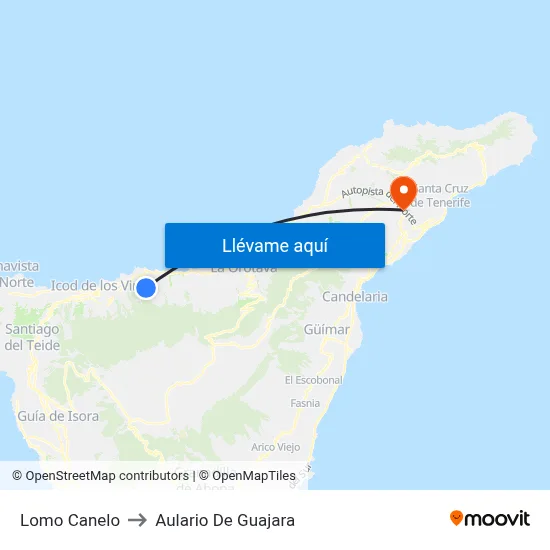 Lomo Canelo to Aulario De Guajara map