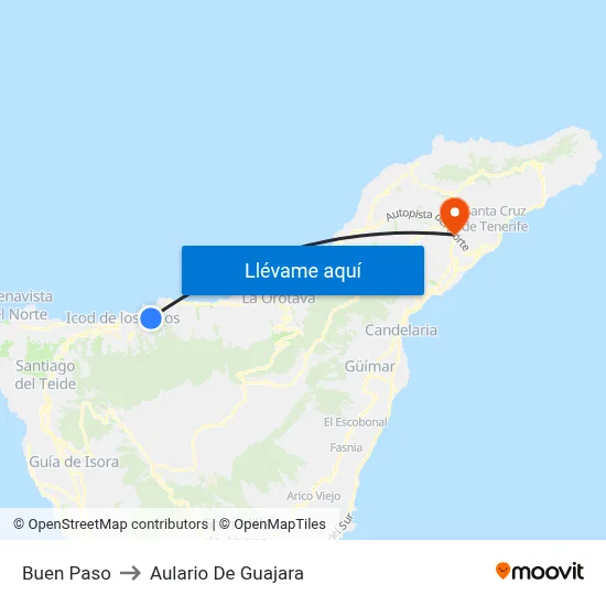 Buen Paso to Aulario De Guajara map