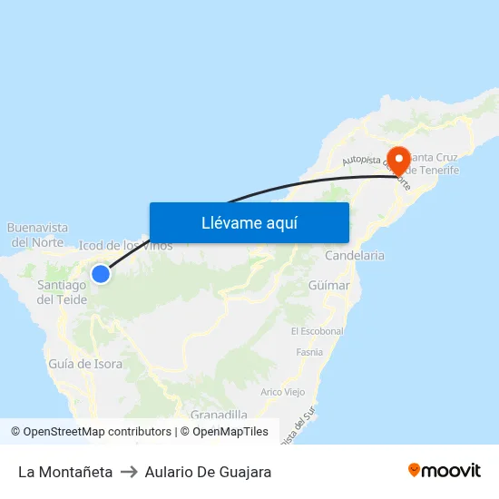 La Montañeta to Aulario De Guajara map