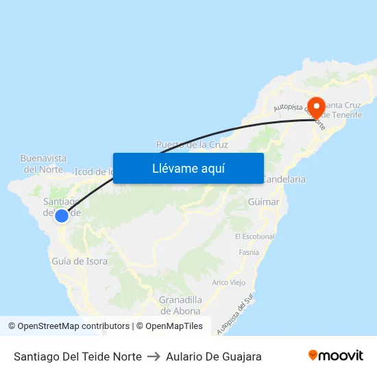 Santiago Del Teide Norte to Aulario De Guajara map