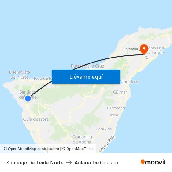 Santiago De Teide Norte to Aulario De Guajara map