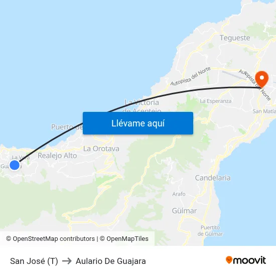 San José (T) to Aulario De Guajara map