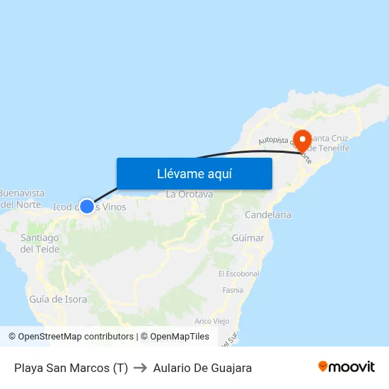 Playa San Marcos (T) to Aulario De Guajara map