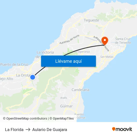 La Florida to Aulario De Guajara map