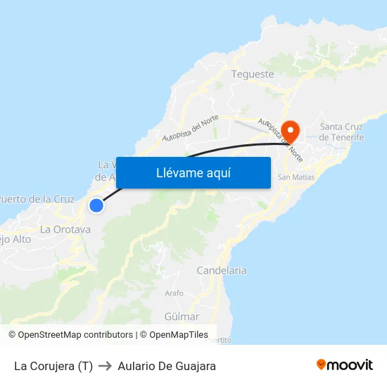 La Corujera (T) to Aulario De Guajara map