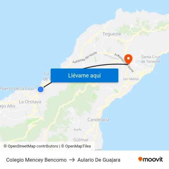 Colegio Mencey Bencomo to Aulario De Guajara map