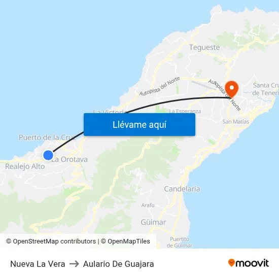Nueva La Vera to Aulario De Guajara map
