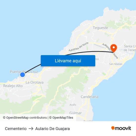 Cementerio to Aulario De Guajara map