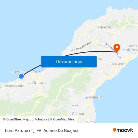 Loro Parque (T) to Aulario De Guajara map