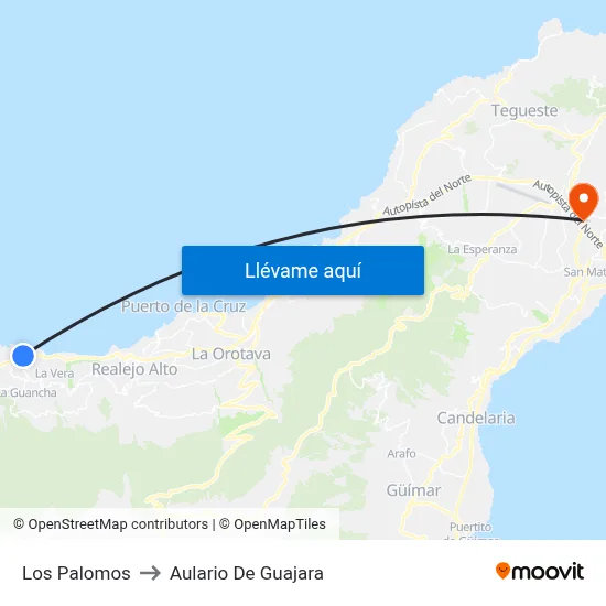 Los Palomos to Aulario De Guajara map