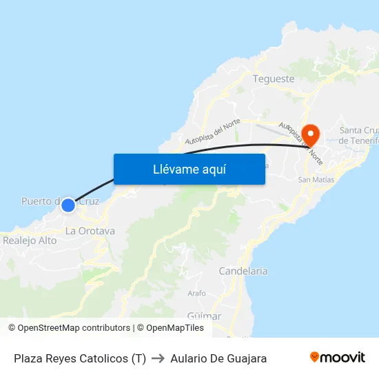 Plaza Reyes Catolicos (T) to Aulario De Guajara map