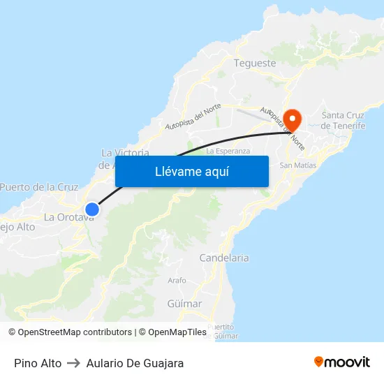 Pino Alto to Aulario De Guajara map
