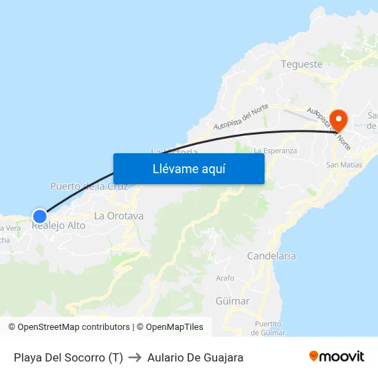 Playa Del Socorro (T) to Aulario De Guajara map