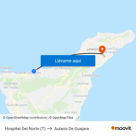 Hospital Del Norte (T) to Aulario De Guajara map