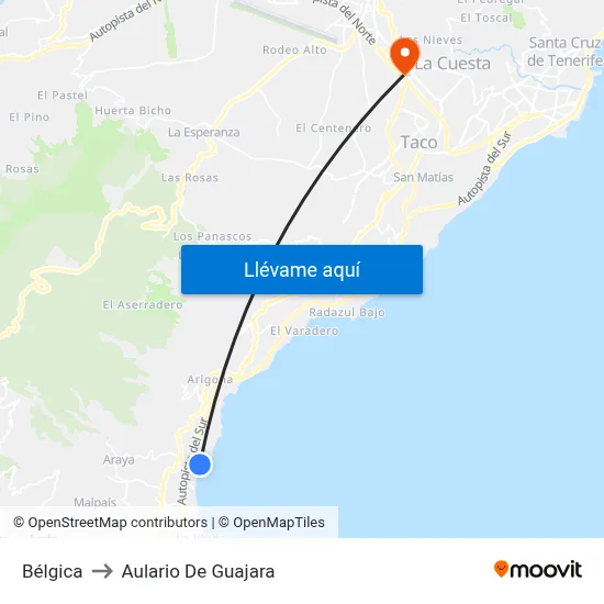 Bélgica to Aulario De Guajara map