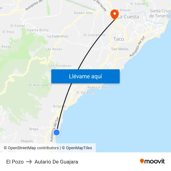 El Pozo to Aulario De Guajara map