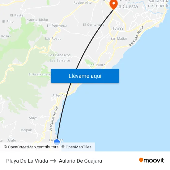 Playa De La Viuda to Aulario De Guajara map