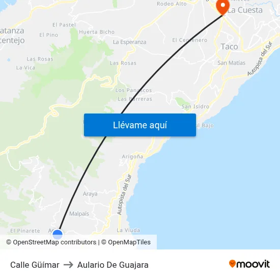 Calle Güímar to Aulario De Guajara map