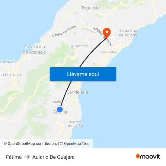 Fátima to Aulario De Guajara map