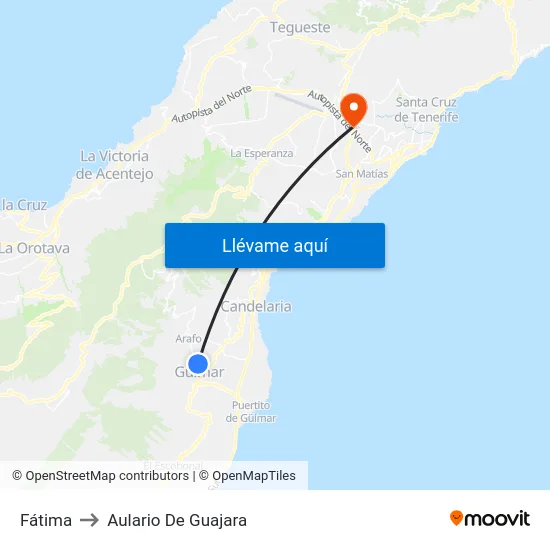Fátima to Aulario De Guajara map