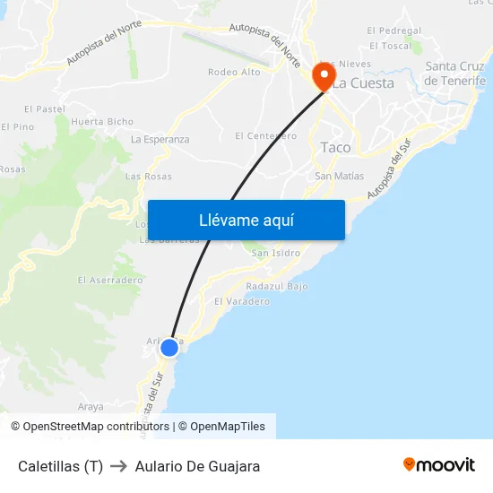 Caletillas (T) to Aulario De Guajara map