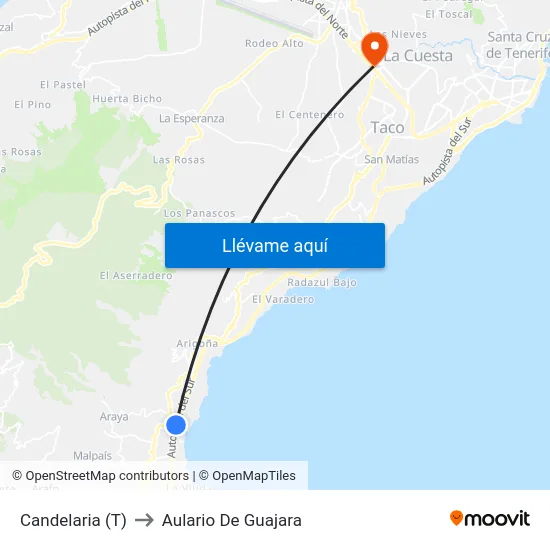 Candelaria (T) to Aulario De Guajara map