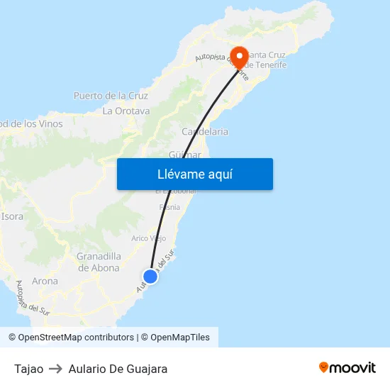 Tajao to Aulario De Guajara map