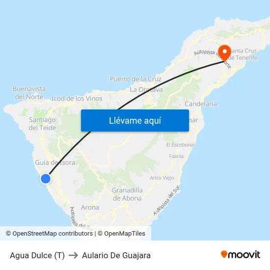 Agua Dulce (T) to Aulario De Guajara map