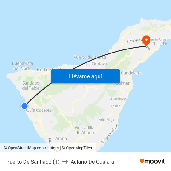 Puerto De Santiago (T) to Aulario De Guajara map