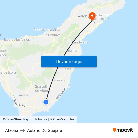 Atxoña to Aulario De Guajara map