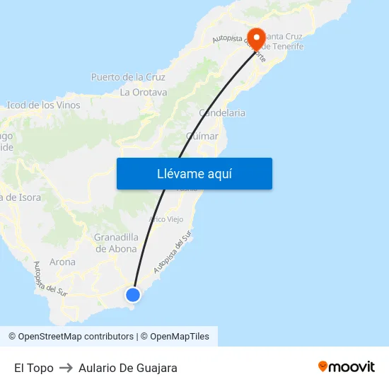 El Topo to Aulario De Guajara map