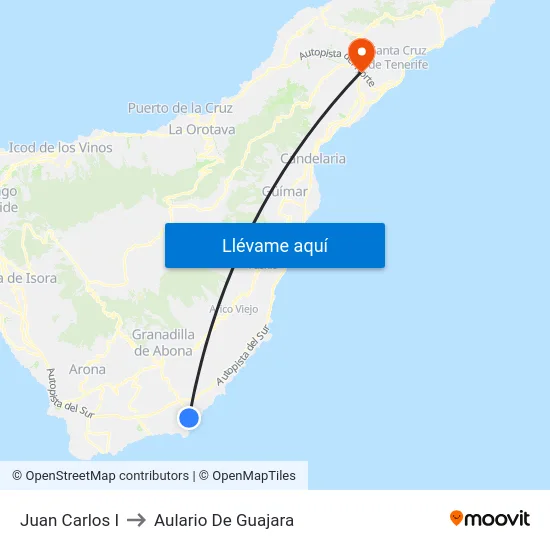 Juan Carlos I to Aulario De Guajara map