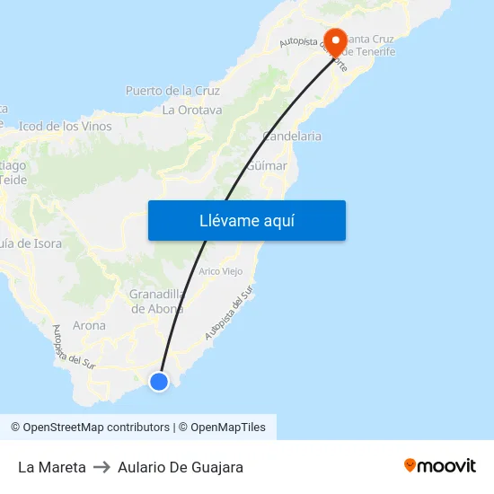 La Mareta to Aulario De Guajara map