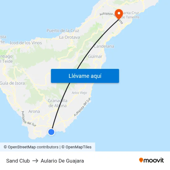 Sand  Club to Aulario De Guajara map