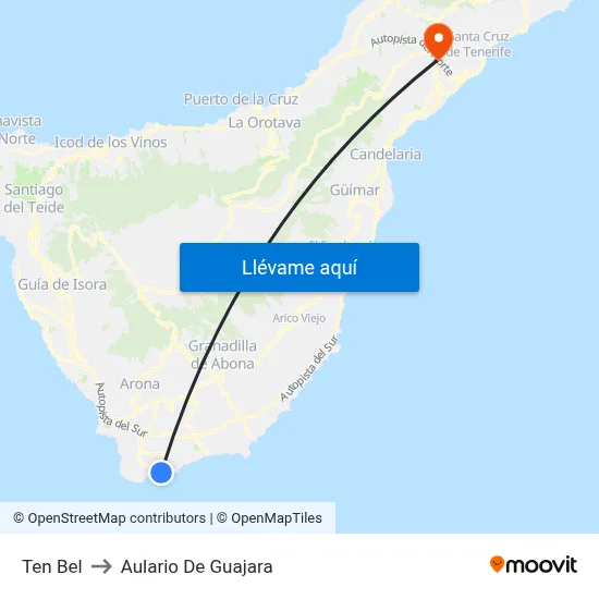 Ten Bel to Aulario De Guajara map
