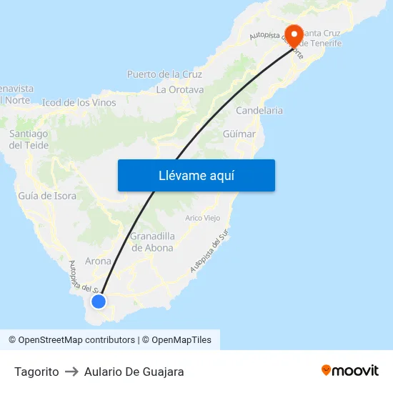 Tagorito to Aulario De Guajara map