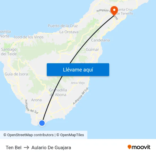Ten Bel to Aulario De Guajara map