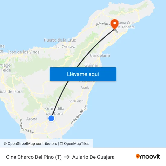 Cine Charco Del Pino (T) to Aulario De Guajara map