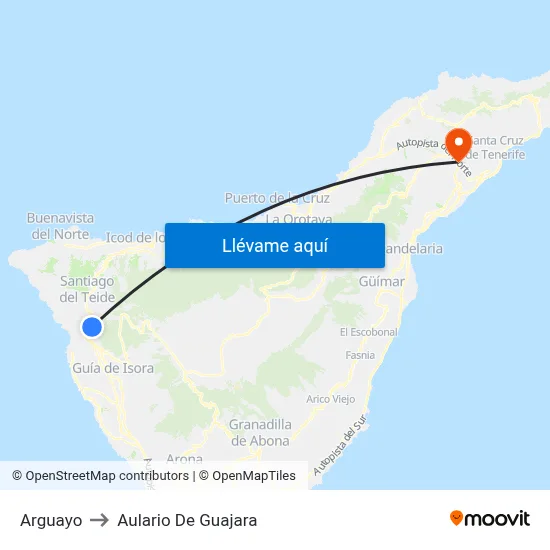Arguayo to Aulario De Guajara map