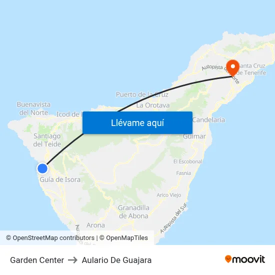 Garden Center to Aulario De Guajara map