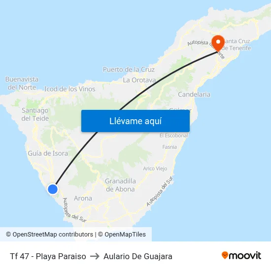 Tf 47 - Playa Paraiso to Aulario De Guajara map