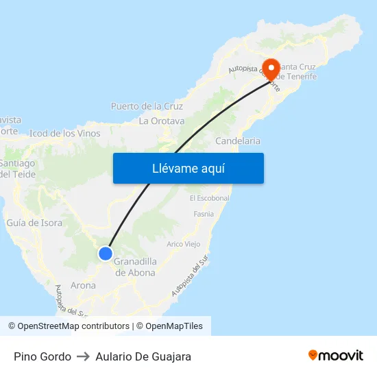 Pino Gordo to Aulario De Guajara map