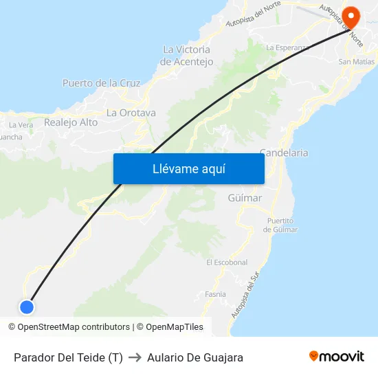 Parador Del Teide  (T) to Aulario De Guajara map