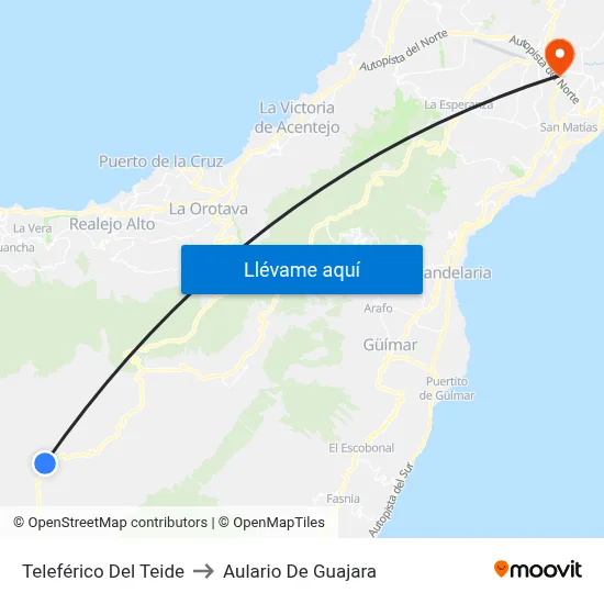 Teleférico Del Teide to Aulario De Guajara map