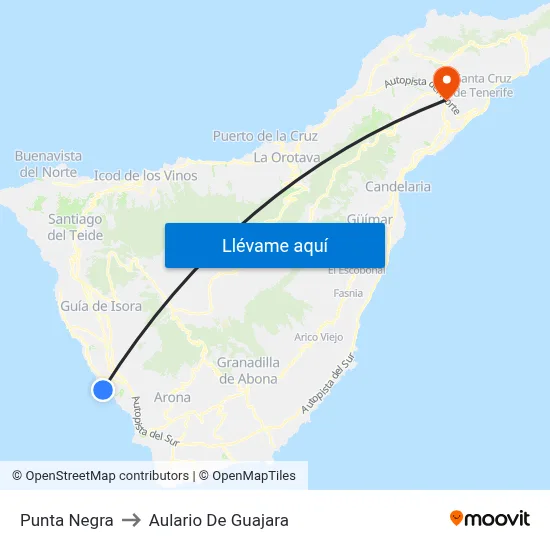 Punta Negra to Aulario De Guajara map