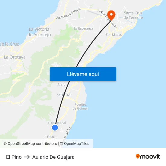 El Pino to Aulario De Guajara map