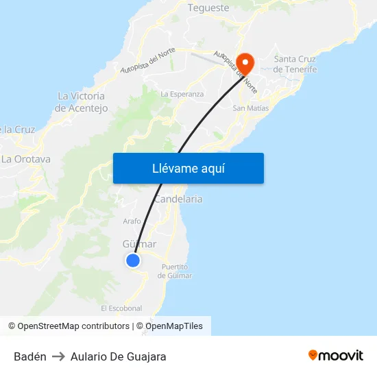Badén to Aulario De Guajara map